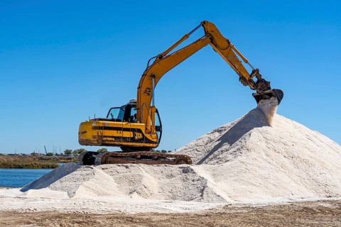 Salt extraction on the Algarve coast in Portugal, 95 per cent of Portuguese sea salt is extracted