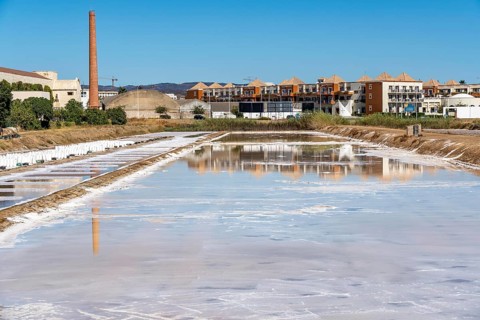 Salt extraction on the Algarve coast in Portugal, 95 per cent of Portuguese sea salt is extracted