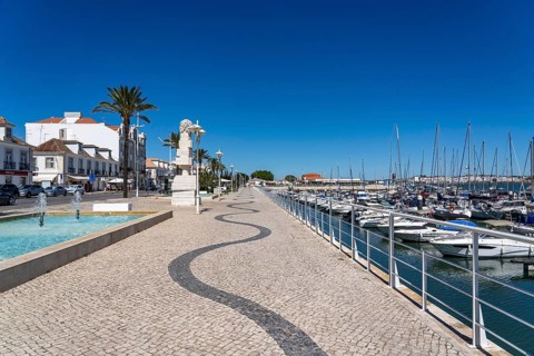 Waterfront promenade at the Vila Real de Santo António marina, town on the border with Spain, Vila