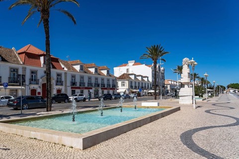 Waterfront promenade at the Vila Real de Santo António marina, town on the border with Spain, Vila