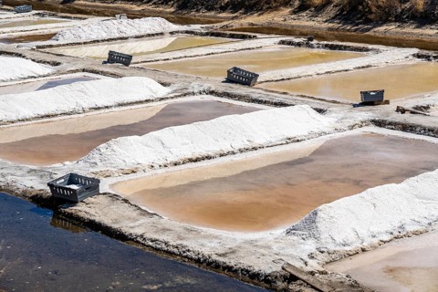 Salt production on the Algarve coast in Portugal, 95 per cent of Portuguese sea salt is extracted
