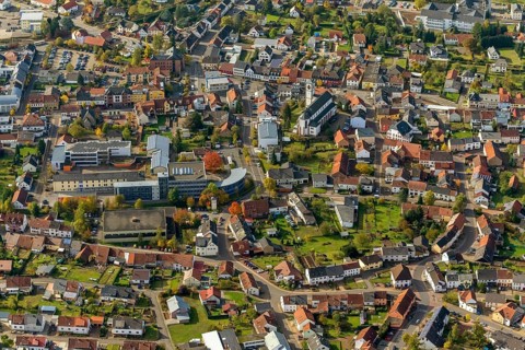 Aerial photo, Losheim am See, Saarland, Rhineland-Palatinate, Germany, Europe, Greimerath,