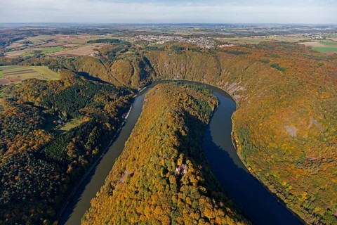 Aerial photo, Saarschleife, Saar, Burg Montclair, Mettlach, Saarland, Germany, Europe, birds-eyes