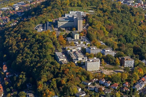 Winterbergkrankenhaus Saarbrücken, Saarbrücken, Saarland, Germany, Europe, aerial view, birds-eyes