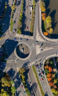 Roundabout BismarckbrückeSaar, Saar Island, Saarbrücken, Saarland, Germany, Europe, aerial view,