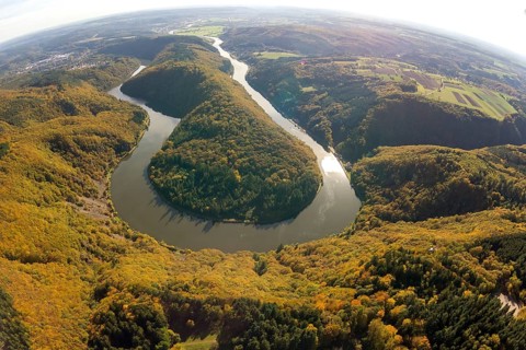 Aerial photo, Saarschleife, Saar, Burg Montclair, Mettlach, Saarland, Germany, Europe, birds-eyes