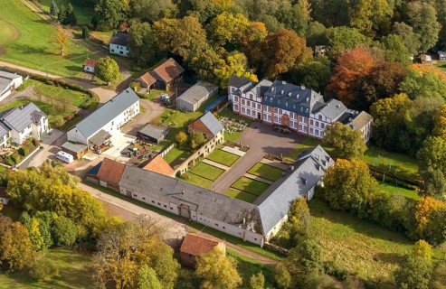 Hotel Schloss Münchweiler, Wadern, Saarbrücken, Saarland, Germany, Europe, aerial photo, birds-eyes
