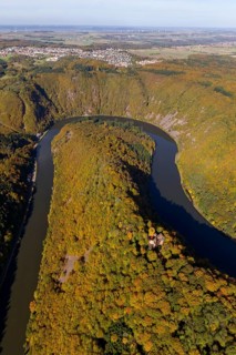 Aerial photo, Saarschleife, Saar, Burg Montclair, Mettlach, Saarland, Germany, Europe, birds-eyes