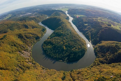 Aerial photo, Saarschleife, Saar, Burg Montclair, Mettlach, Saarland, Germany, Europe, birds-eyes