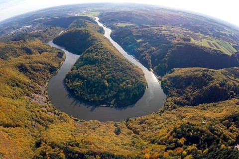 Aerial photo, Saarschleife, Saar, Burg Montclair, Mettlach, Saarland, Germany, Europe, birds-eyes