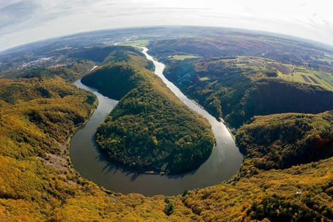 Aerial photo, Saarschleife, Saar, Burg Montclair, Mettlach, Saarland, Germany, Europe, birds-eyes