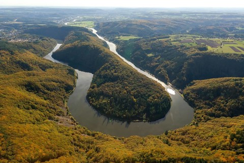 Aerial photo, Saarschleife, Saar, Burg Montclair, Mettlach, Saarland, Germany, Europe, birds-eyes