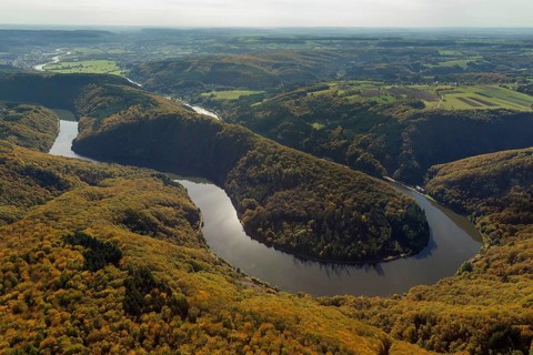 Aerial photo, Saarschleife, Saar, Burg Montclair, Mettlach, Saarland, Germany, Europe, birds-eyes