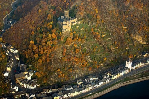 Burg Katz in the Rhine Valley, Rhine near St.Goarshausen, Sankt Goar, Rhine Valley,