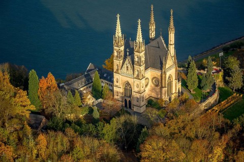 Apollinaris Church, place of worship, Apollinaris slope, on the Rhine, Remagen, Rhine Valley,