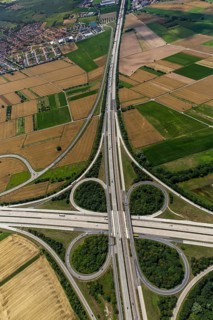 Motorway junction Walldorf, A5 and A6, cloverleaf, Walldorf, Baden-Württemberg, Germany, Europe,