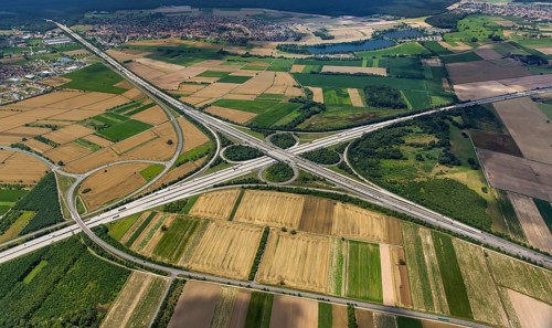 Motorway junction Walldorf, A5 and A6, cloverleaf, Walldorf, Baden-Württemberg, Germany, Europe,