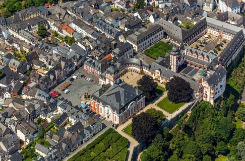 Renaissance castle Weilburg, Weilburg castle, baroque castle, old town hall and castle church with