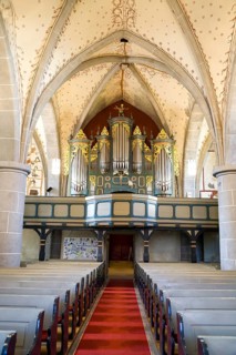 Interior view with fresco-secco wall paintings, Protestant Church, Evangelische Stadtkirche,