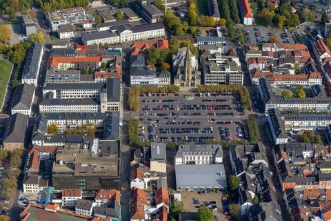 Großer Markt, St. Ludwig Catholic Church, city centre, Saarlouis, Saarbrücken, Saarland, Germany,