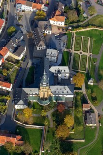 Church and Benedictine Abbey Tholey, Tholey, Saarbrücken, Saarland, Germany, Europe, aerial view,