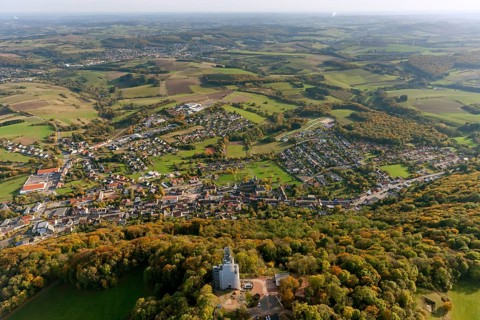 Church and Benedictine Abbey Tholey, Tholey, Saarbrücken, Saarland, Germany, Europe, aerial view,