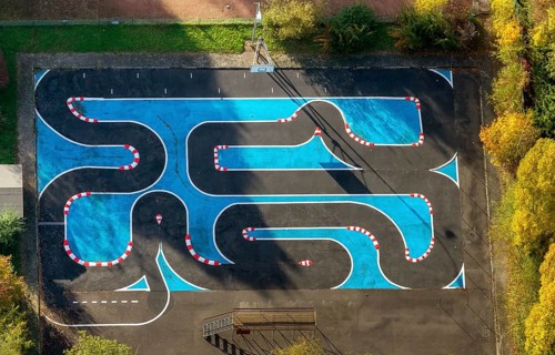 Go-kart track, go-kart track, Sankt Wendel, Saarbrücken, Saarland, Germany, Europe, aerial photo,