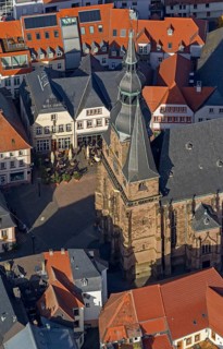 Wendalinusbasilika, basilica, Sankt Wendel, Saarbrücken, Saarland, Germany, Europe, aerial view,