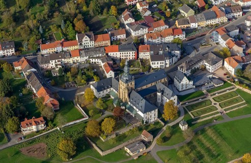 Church and Benedictine Abbey Tholey, Tholey, Saarbrücken, Saarland, Germany, Europe, aerial view,