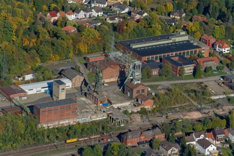 Luisenthal mine, Saarbrücken, Saarland, Germany, Europe, aerial view, birds-eyes view, aerial