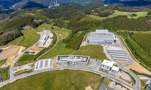 Aerial view, construction site Märkischer Gewerbepark Rosmart, Rosmarter Allee, Hemecker Weg,