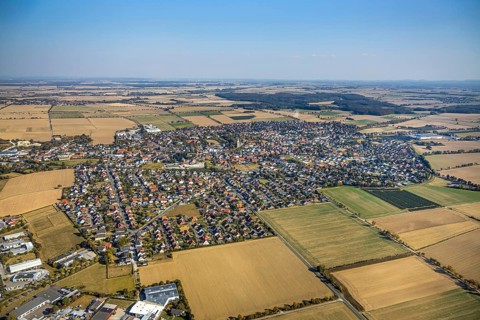 Aerial view, local view, Anröchte, Soest district, North Rhine-Westphalia, Germany, DE, Europe,