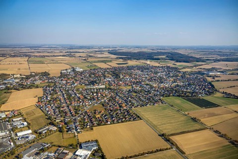 Aerial view, local view, Anröchte, Soest district, North Rhine-Westphalia, Germany, DE, Europe,