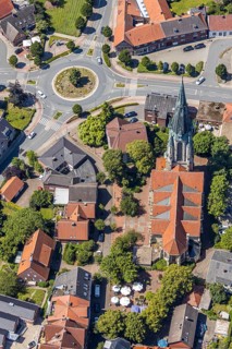 Aerial view, catholic church St. Johannes Baptist, Kirchstraße. Altenberge, Münsterland, North