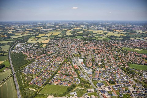 Aerial view, aerial view, Altenberge, Münsterland, North Rhine-Westphalia, Germany, Autohaus