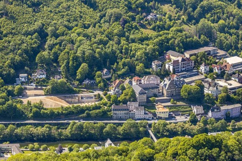 Aerial photograph, demolition Eugen-Schmalenbach-Berufskolleg, Bismarckstraße, Altena town hall,