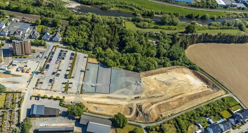 Aerial view, Hochsauerland Clinic, construction site, St. Petri Catholic Cemetery, Arnsberg,