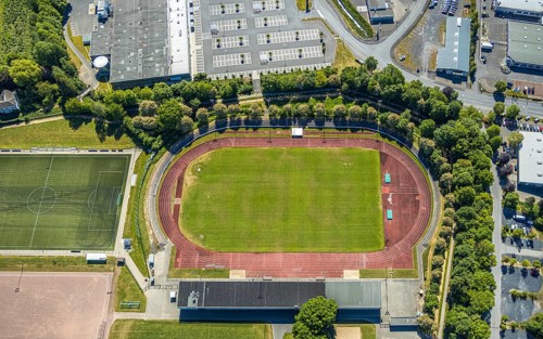 Aerial photo, stadium Große Wiese, Arnsberg, Sauerland, Hochsauerlandkreis, North Rhine-Westphalia,