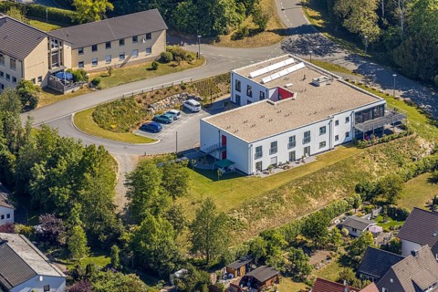 Aerial view, Caritas building, Marianhilerweg, Arnsberg, Sauerland, Hochsauerlandkreis, North