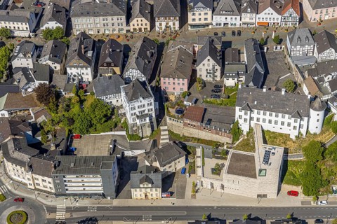 Aerial view, Groten Tower in the Old Town, Sauerland Museum, Arnsberg, Sauerland,