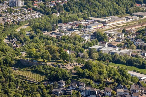 Aerial view, Arnsberg castle ruins, Arnsberg, Sauerland, Hochsauerlandkreis, North