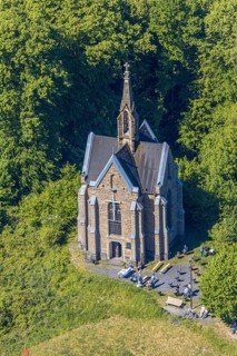 Aerial view, Kreuzberg Chapel, Arnsberg, Sauerland, Hochsauerlandkreis, North Rhine-Westphalia,