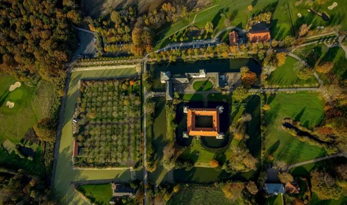 Aerial view, Golfclub Wasserschloss Westerwinkel, Schloss Westerwinkel, Herbern, Ascheberg,