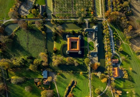 Aerial view, Golfclub Wasserschloss Westerwinkel, Schloss Westerwinkel, Herbern, Ascheberg,