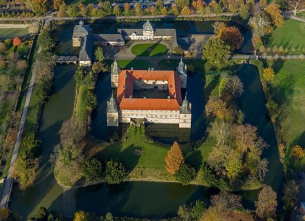 Aerial view, Golfclub Wasserschloss Westerwinkel, Schloss Westerwinkel, Herbern, Ascheberg,