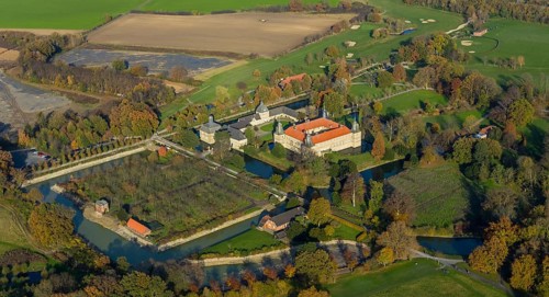 Aerial view, Golfclub Wasserschloss Westerwinkel, Schloss Westerwinkel, Herbern, Ascheberg,