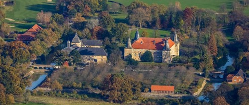 Aerial view, Golfclub Wasserschloss Westerwinkel, Schloss Westerwinkel, Herbern, Ascheberg,