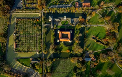 Aerial view, Golfclub Wasserschloss Westerwinkel, Schloss Westerwinkel, Herbern, Ascheberg,