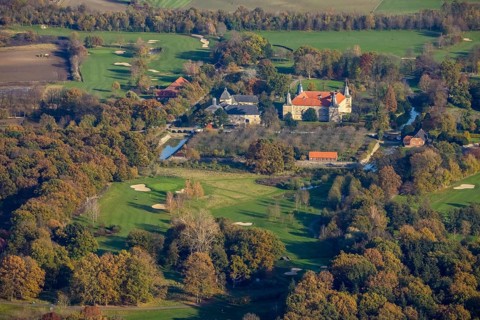Aerial view, Golfclub Wasserschloss Westerwinkel, Schloss Westerwinkel, Herbern, Ascheberg,