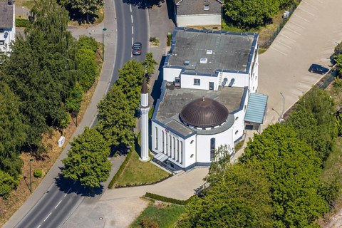 Aerial view, DITIB Attendorn Mosque and Cultural Centre, Attendorn, Sauerland, North